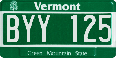 VT license plate BYY125