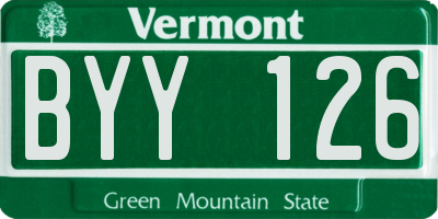 VT license plate BYY126