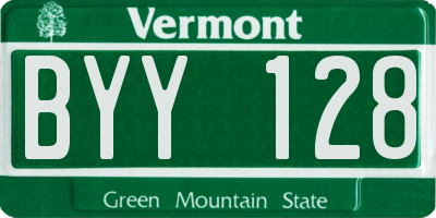 VT license plate BYY128
