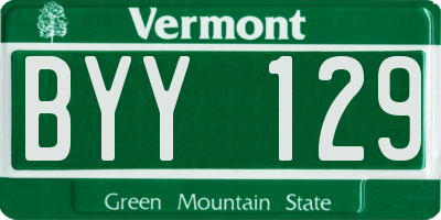 VT license plate BYY129