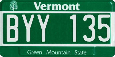 VT license plate BYY135