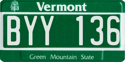 VT license plate BYY136