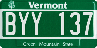 VT license plate BYY137