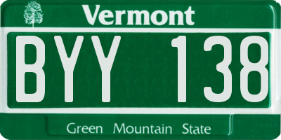 VT license plate BYY138