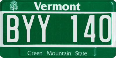 VT license plate BYY140