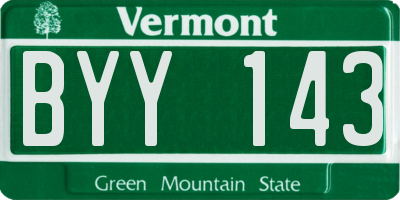 VT license plate BYY143