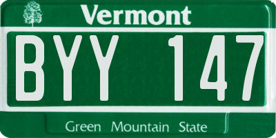 VT license plate BYY147