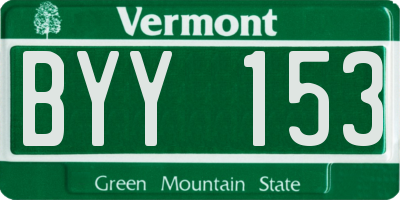 VT license plate BYY153
