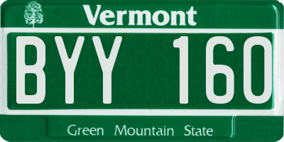 VT license plate BYY160
