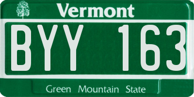 VT license plate BYY163