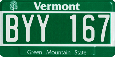 VT license plate BYY167