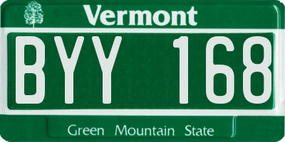 VT license plate BYY168