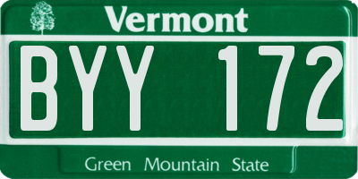 VT license plate BYY172