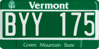 VT license plate BYY175