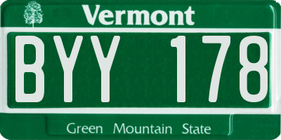 VT license plate BYY178
