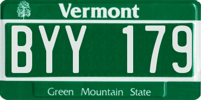 VT license plate BYY179