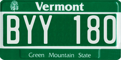 VT license plate BYY180
