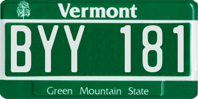 VT license plate BYY181