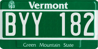 VT license plate BYY182
