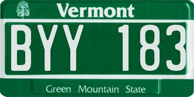 VT license plate BYY183