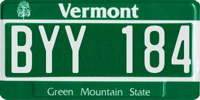 VT license plate BYY184