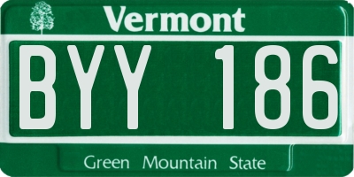 VT license plate BYY186