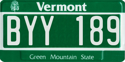 VT license plate BYY189