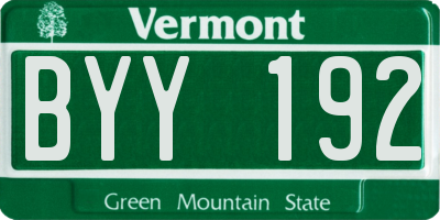 VT license plate BYY192