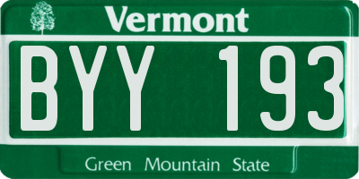 VT license plate BYY193