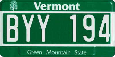 VT license plate BYY194