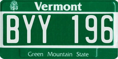 VT license plate BYY196