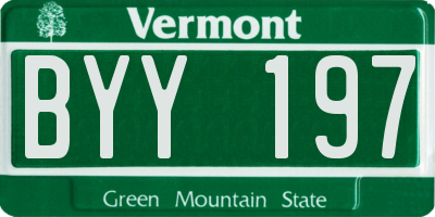 VT license plate BYY197