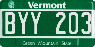 VT license plate BYY203
