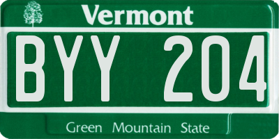 VT license plate BYY204
