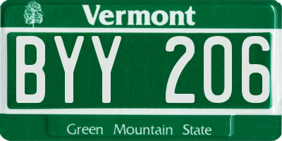 VT license plate BYY206