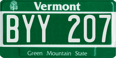 VT license plate BYY207