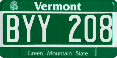 VT license plate BYY208