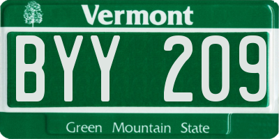 VT license plate BYY209