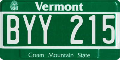 VT license plate BYY215
