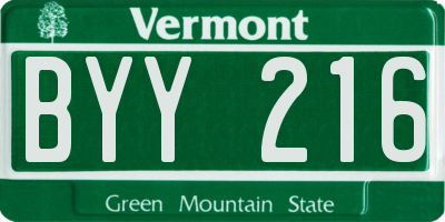 VT license plate BYY216