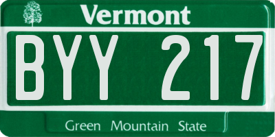 VT license plate BYY217