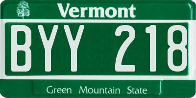 VT license plate BYY218