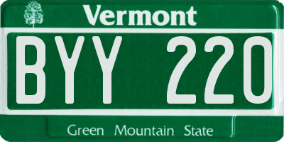VT license plate BYY220