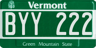 VT license plate BYY222