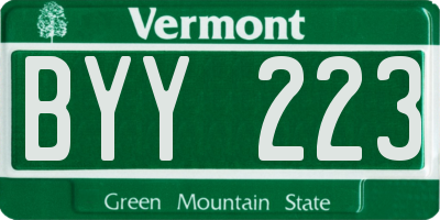VT license plate BYY223