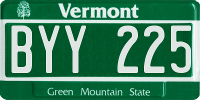 VT license plate BYY225