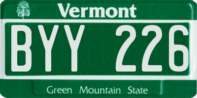 VT license plate BYY226