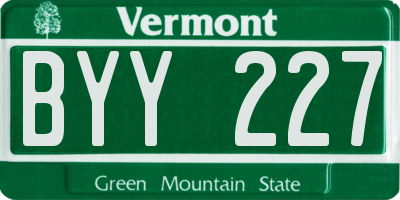 VT license plate BYY227