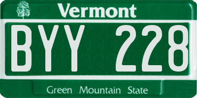 VT license plate BYY228