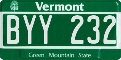 VT license plate BYY232